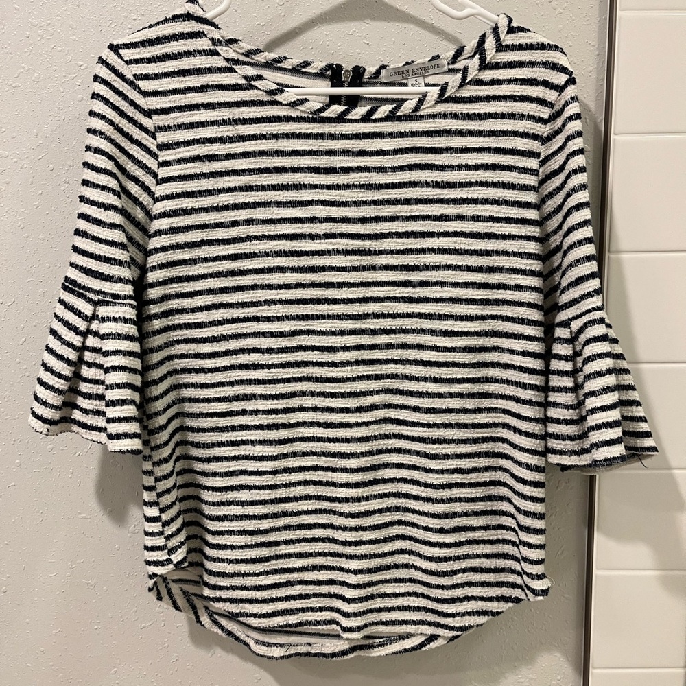 Women’s Navy & White Blouse - Size Small